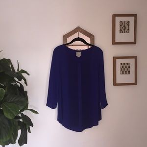 Blue Maeve blouse with lace detail